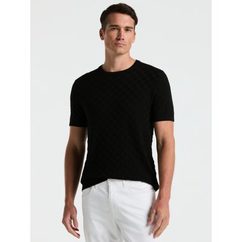 Perry Ellis Crew Neck Sweater Tee Square Pattern