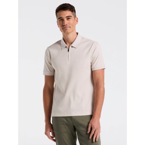 Perry Ellis Ribbed Quarter Zip Heathered Polo