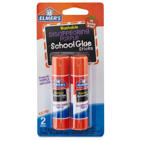 Elmer's Disappearing Purple School Glue Sticks 2 Count Washable