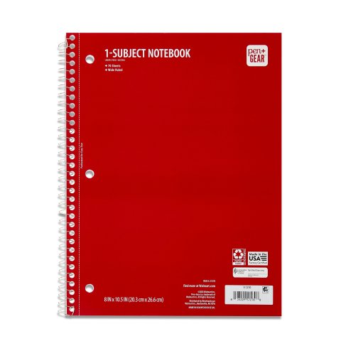 PEN+GEAR 1 Subject Wide Rule Notebook 70 Sheets