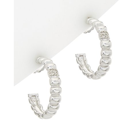 John Hardy John Hardy Bedeg Silver 0.06 ct Diamond Hoop Earrings