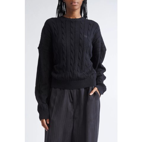Balenciaga Cotton Cable Knit Sweater Women