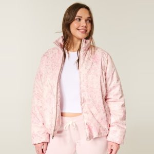 Hollister Patterned Zip-Up Puffer Jacket
