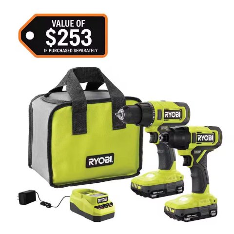Ryobi ONE+ 18V Cordless 2-Tool Combo Kit PCL1200K2