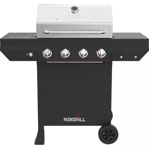 Nexgrill 4-Burner Gas Grill Black Stainless Steel Lid