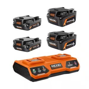 RIDGID 18V MAX Battery Starter Kit 2x 2Ah 2x 4Ah Dual Port Charger