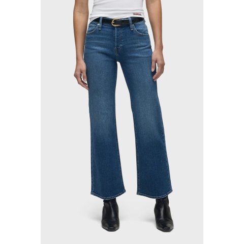 Rosie High-Rise Wide Leg Ankle Jeans Premium Italian Fabric