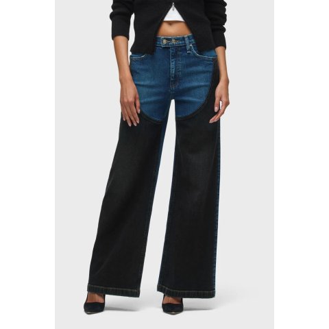 Jodie Loose Wide Leg Pants Contrast Panel Italian Fabric