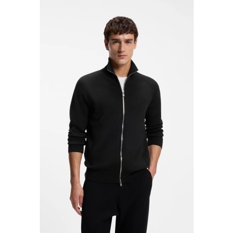 BOSS BOSS Virgin Wool Zip Cardigan Black