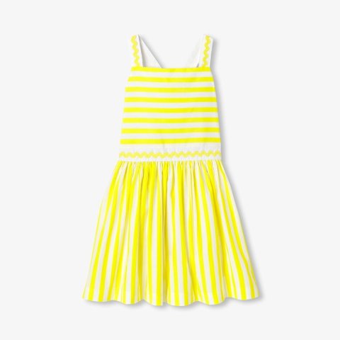 Jacadi Paris Striped Poplin Dress Yellow/White