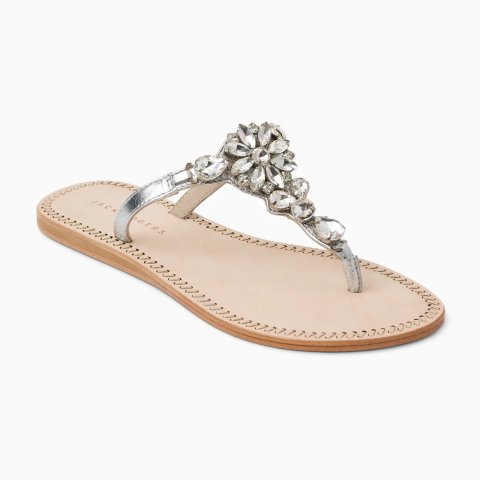 Jack Rogers Burgess Sandal Silver Metallic Nappa Leather