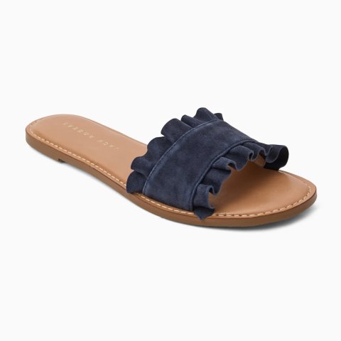 Jack Rogers Rozette Slide Sandals Midnight Suede