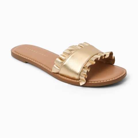 Jack Rogers Rozette Slide Sandals Gold Metallic