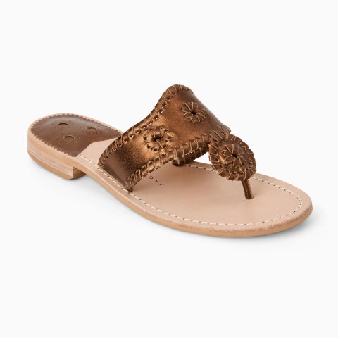 Jack Rogers Jacks Flat Leather Sandal Bronze