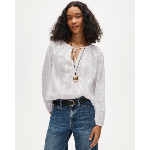 J.Crew Women's Seersucker Tie-Front Top