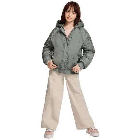 Calvin Klein Girls' Hooded Long-Sleeve Bomber Jacket