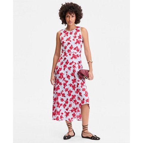 Women's Printed Sleeveless Asymmetrical-Hem Dress
