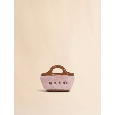 Marni Pink Tropicalia micro bag with faux fur trim