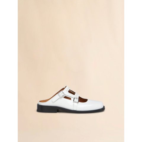Marni Bambi 3.0 White Leather Loafer Double Buckle