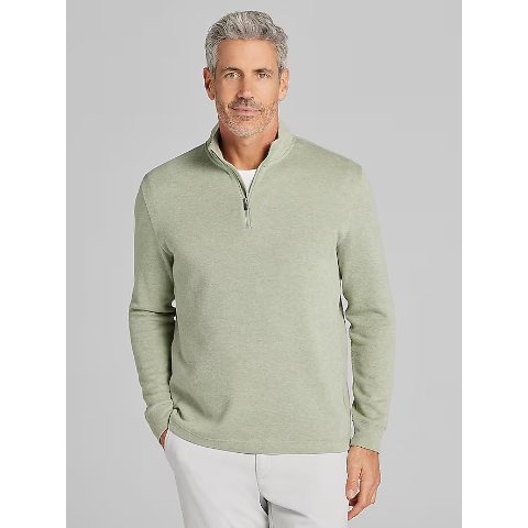 Joseph Abboud Men's Cotton Modal Quarter Zip Pullover Green