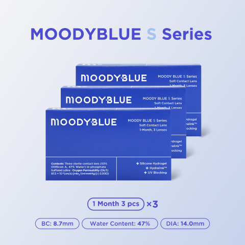 moody BLUE S Clear Contacts 3 Pack