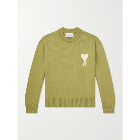 Ami AMI PARIS Men's Intarsia Wool Cotton-Blend Sweatshirt