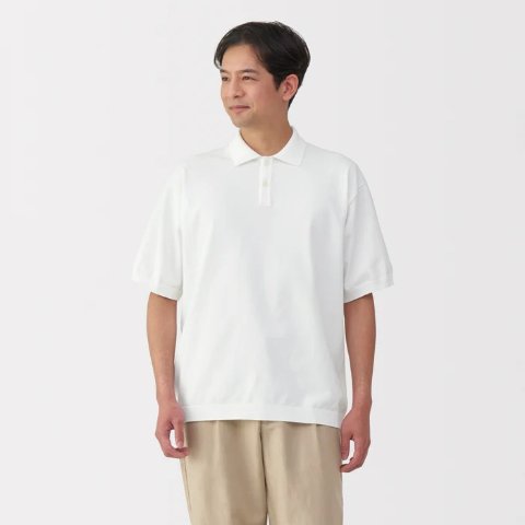 Muji Men's Quick Dry Short Sleeve Knit Polo Shirt