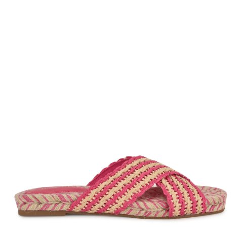 Nine West Animay Women's Flat Slide Sandals Natural Pink