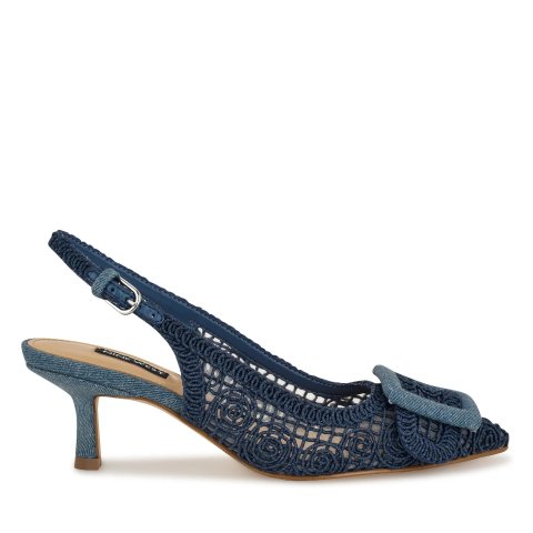 Nine West Nolla Woven Slingback Pumps Blue