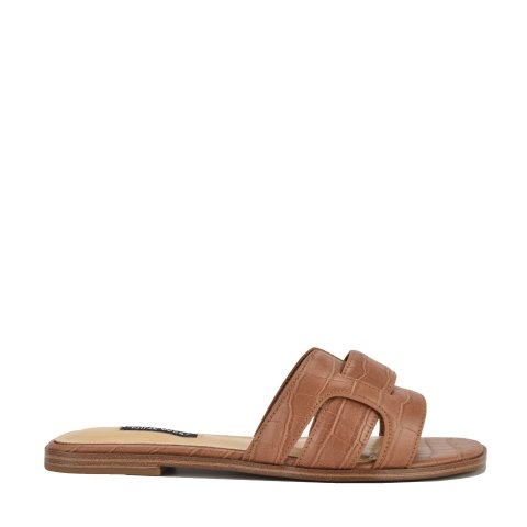 Nine West Germani Women's Flat Slide Sandals Brown