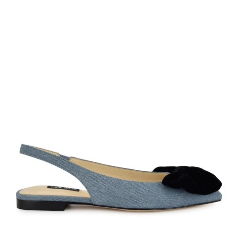 Nine West Women's Junnie Bow Slingback Flats Denim