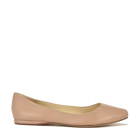 Nine West Speakup Almond Toe Flats Light Natural Leather