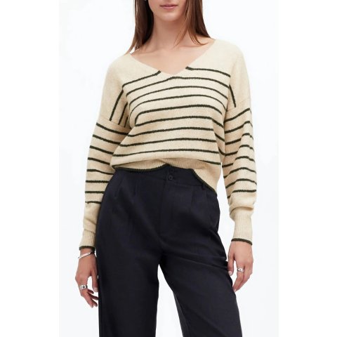Madewell Women's V-Neck Stripe Sweater