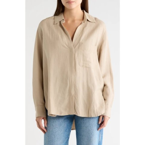 French Connection Birdie Oversize Linen Blend Shirt Women
