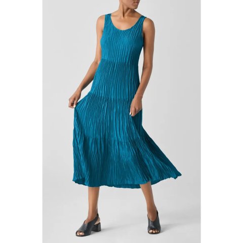 Eileen Fisher Pleated Silk Midi Dress Women