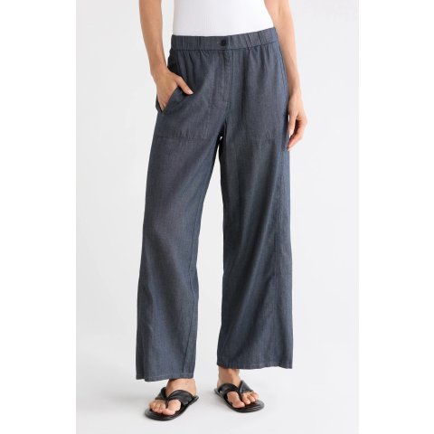 Eileen Fisher Organic Cotton Twill Ankle Wide Leg Pants Women