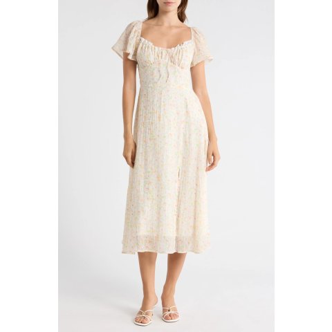 Lush Nordstromrack Floral Flutter Sleeve A-Line Dress for Women