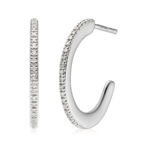 Monica Vinader Fiji Skinny Diamond Hoop Earrings Women