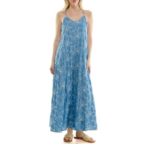 Nicole Miller Floral Embroidered Maxi Slipdress