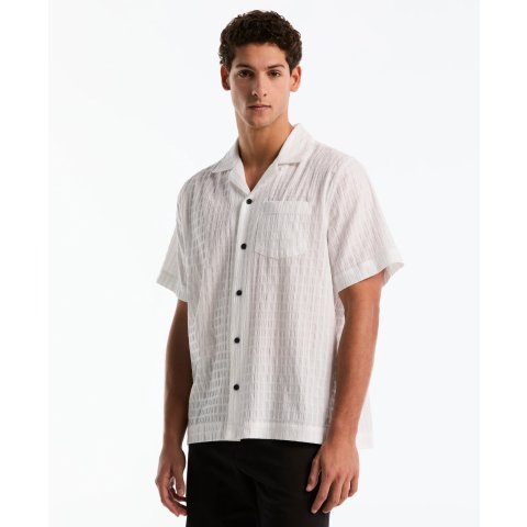 Original Penguin Dobby Seersucker Camp Shirt Gray