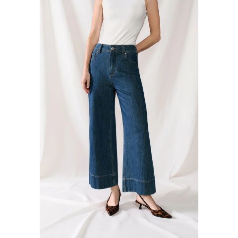 Petite Studio Esme High-Rise Wide-Leg Cropped Jeans Vintage Indigo for Women