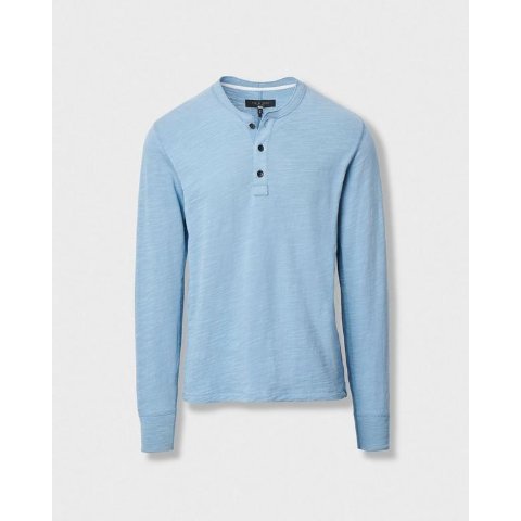 Rag & Bone Classic Slub Henley Fog Blue