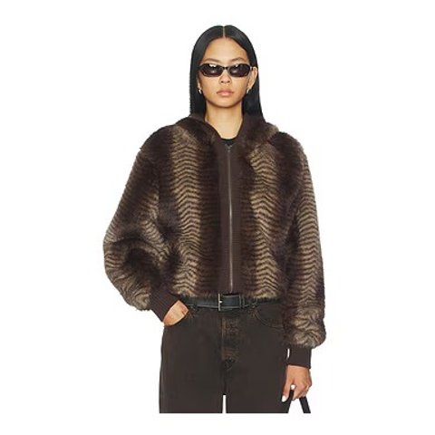 Jaded London Bear Faux Fur Striped Jacket
