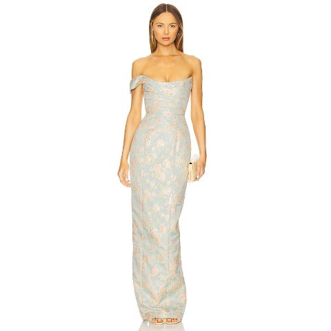 SAU LEE Jackson Dress Blue Green