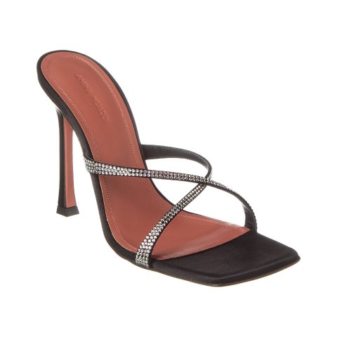 Amina Muaddi Adriana Crystal Satin Sandal