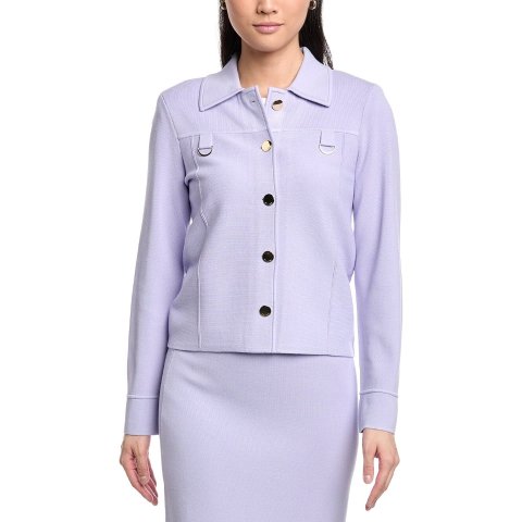 St. John Collared Boxy Knit Jacket