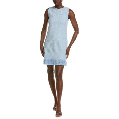 Oscar de la Renta Tweed Textured Silk-Blend Dress