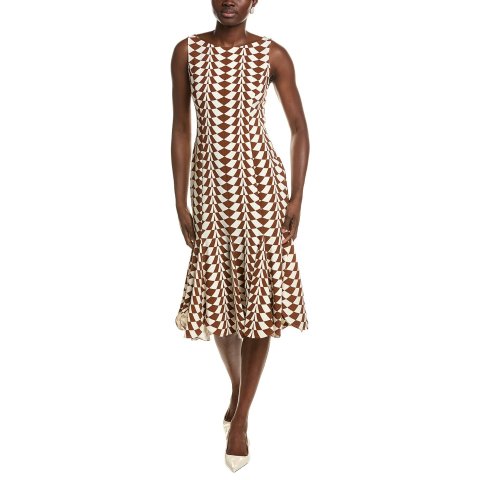 Oscar de la Renta Geo Stretch Wool-Blend Dress
