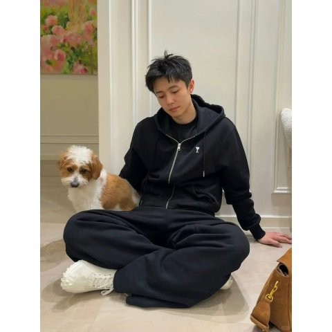 Ami Paris Ami de Coeur Cotton Zip-Front Hoodie