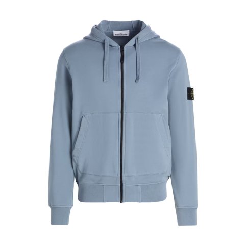 Stone Island Logo Cotton Zip-Front Hoodie